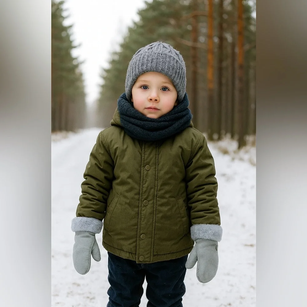 UGG Kids Light Gray Fleece-Lined Mittens